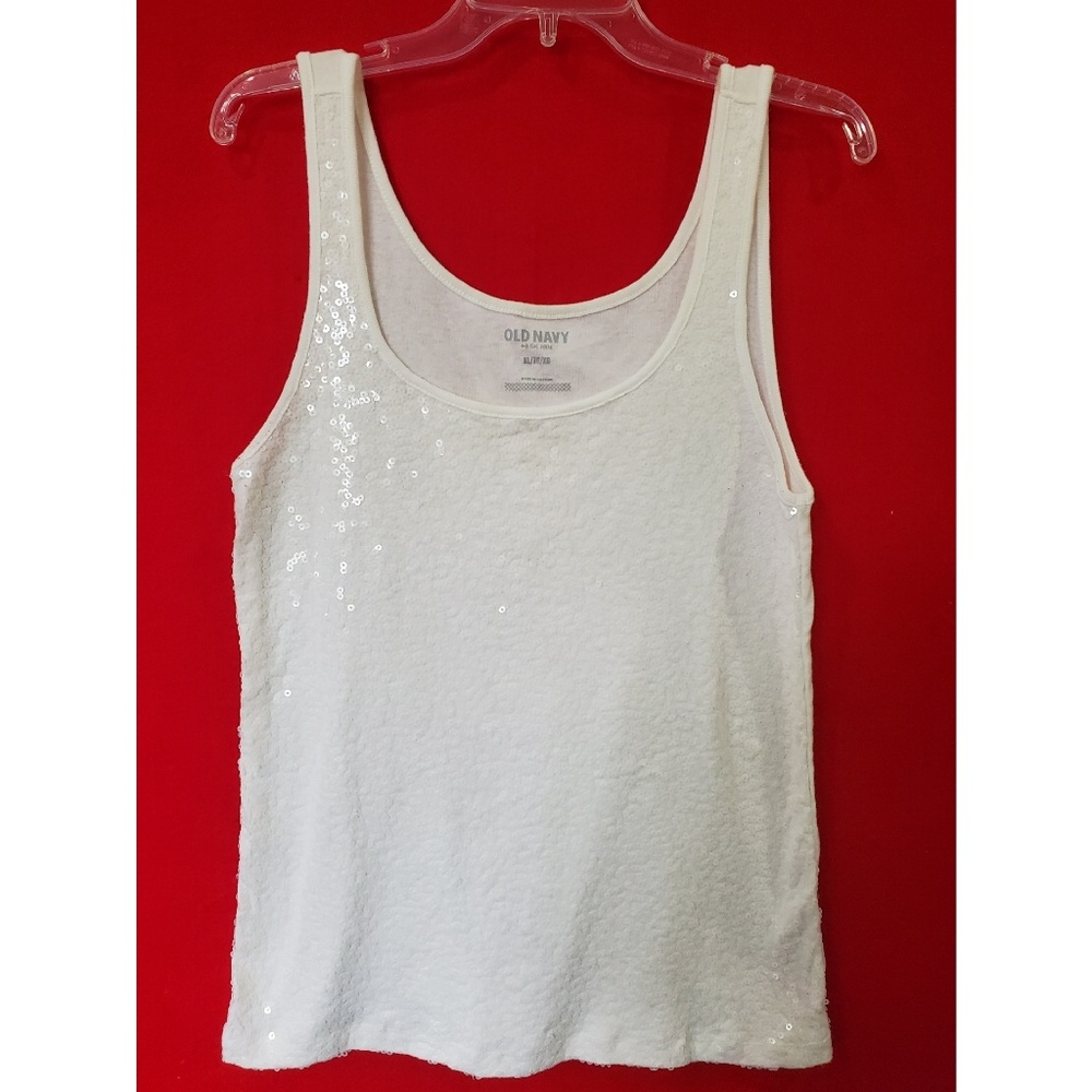 Old Navy White Sequined Tank